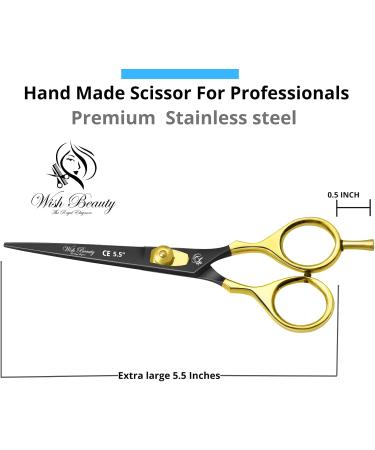 Glamified Glam Hair Cutting Scissors -Sharp Razor Edge Blade Hair Shears Series - 5.5" with Fine Adjustment Stainless Steel Hair Scissors Professional for Men Women & Babies (Black+Gold) - Buy Online on GoSupps.com