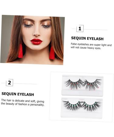 Homoyoyo 2 Pairs Fake Eyelashes Faux Lashes Strip Eyelashes Handmade False Women False Eyelash Artificial Eyelashes Dense Eyelashes Fluffy 3d Glitter Powder Chemical Fiber - Buy Online on GoSupps.com