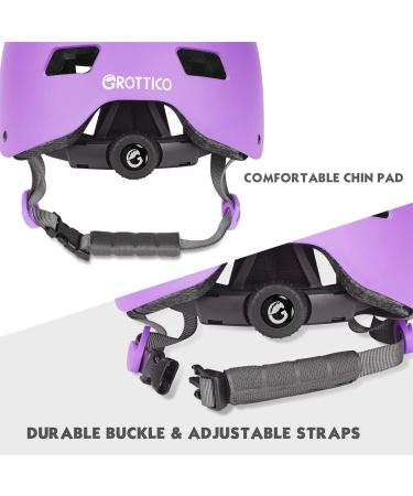GROTTICO Toddler-Kids Bike Skate Helmet | Adjustable Multi-Sport Helmet for Boys and Girls | Scooter Skateboard Safety Helmet | Ages 2-14 | Matte Purple M (21.6-22.8inch/55-58cm) - Buy Online on GoSupps.com