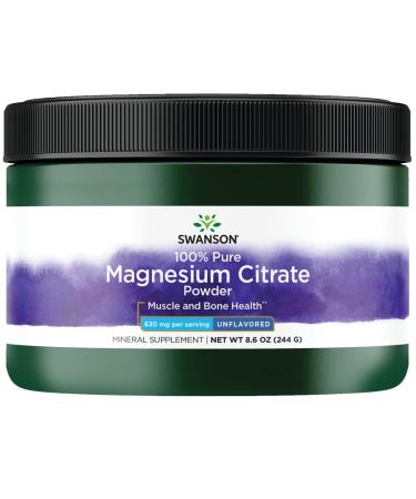 Swanson 100% Pure Magnesium Citrate Powder - Unflavored 630 mg 8.6 oz Pwdr