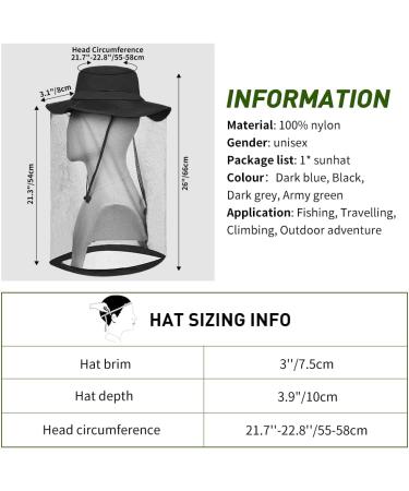 Mosquito Head Net Mesh Hat - Breathable Sun Protection Bucket Cap for Outdoor Activities - Black - Buy Online on GoSupps.com