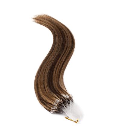 Premium Real Hair Microring Extensions - 0.5g/Strand 100 Strands Soft & Smooth - 7A Human Hair 40cm 4P27 Medium Brown & Dark Blonde - International Shipping Available - Buy Online on GoSupps.com