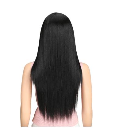 Joedir 13x4x4 Lace Front Wig - Long Straight Black Wig with Baby Hair Synthetic High-Temperature Resistant 180% Density - 76 CM - Buy Online on GoSupps.com