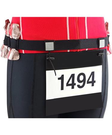 Eco-Friendly Running Number Belt with Elastic Gel & Reflective Strip - Ideal for Runners Cyclists & Triathletes | Black Hydration Belt with Water Bottles - Buy Online on GoSupps.com