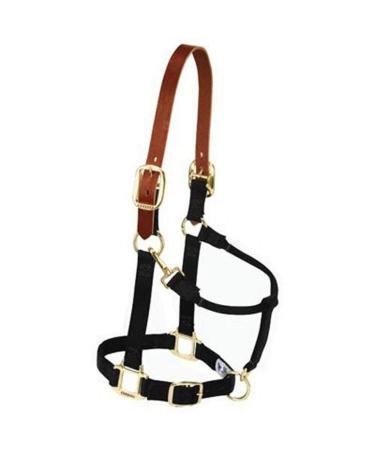 Weaver Leather Breakaway Original Adjustable Chin and Throat Snap Halter Small Horse Black