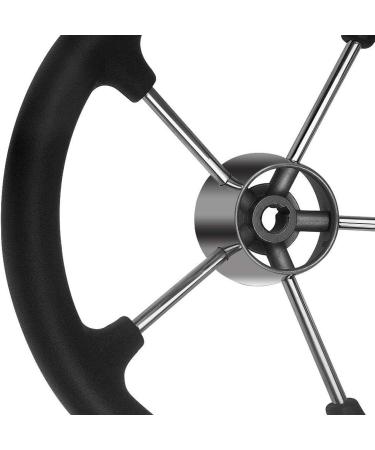 11 Boat Steering Wheel Stainless Steel 5 Poke 25 Destroyer Style Anti-Slip Black PU Foam - Ideal for Boats, Yachts, Pontoon Boats - Buy Online on GoSupps.com