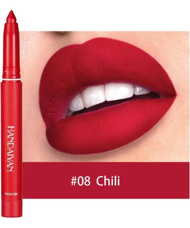  Cbincn Matte Velvet Pencil Lipstick Long Lasting Non Fading Lip Liner Lipstick Matte Light Crayon Lipstick with Built-in Sharpener Rotary Cut Dual Purpose - Buy Online on GoSupps.com