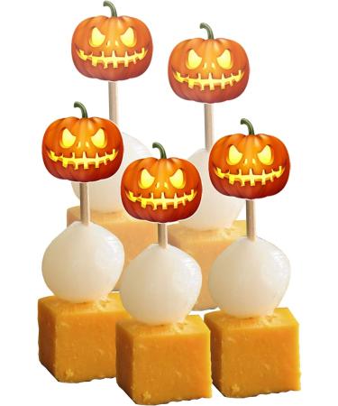 Halloween Pumpkins Cupcakes Toppers Party Food Decorations Sticks Picks (24 Pack) - Buy Online on GoSupps.com