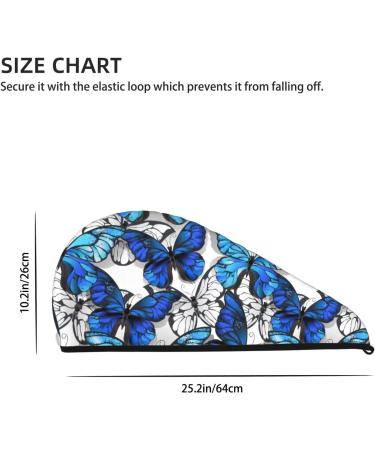 Blue & White Butterflies Microfiber Hair Towel - Soft Super Absorbent & Quick Dry Wrap for Women | Ideal for Long Curly & Thick Hair - Buy Online on GoSupps.com