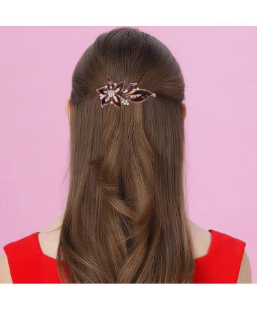 Lurrose Red Crystal Antique Flower Hair Clips Elegant Hair Accessories for Women - Buy Online on GoSupps.com