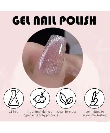Cat Eye Gel Nail Polish 1Pc Jelly Nude Glitter Pink Magnetic Nail Polish with Magnet Soak-Off UV LED Holographic Gel Polish Sparkly Cat Eye Gel Polish for Nail Art Manicure Salon DIY at Home - Buy Online on GoSupps.com