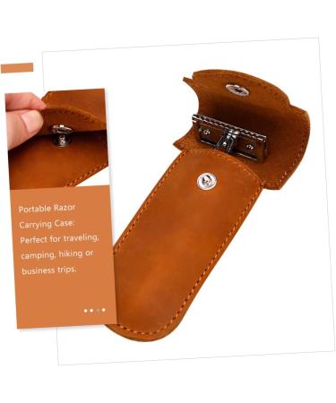 Beavorty Leather Razor Storage Bag - 2-Piece Protective Cover for Men's Grooming & Hairdressing Accessories - Buy Online on GoSupps.com