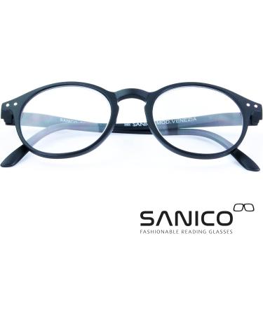Sanico Fashionable Reading Glasses | Diopter Options 1.0 to 3.5 | Unisex Venezia Black | Stylish Visual Aid for Men & Women - Buy Online on GoSupps.com