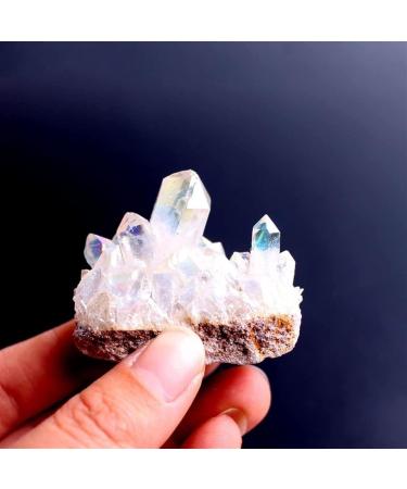 Crystal Rough Angel Aura Electroplated Vug Crystal Cluster Crystals Natural White Crystals Cluster Specimen Decor (Size : 90-110g) - Buy Online on GoSupps.com