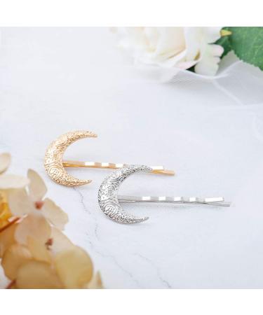Tgirls Fashion Crescent Moon Hair Clips - Gold Hair Accessories for Women and Girls - Buy Online on GoSupps.com
