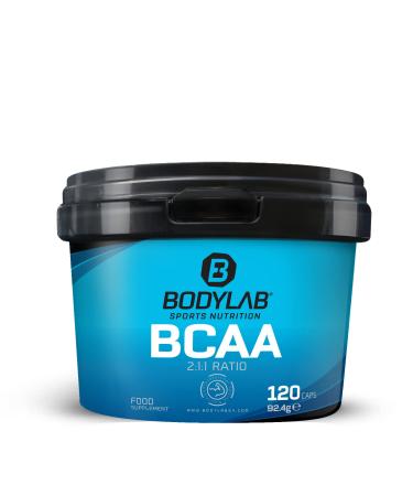 Bodylab24 BCAA 120 capsules 1200mg of BCAA in a ratio of 2:1:1 per serving contains L-leucine L-isoleucine and L-valine easy dosage thanks to the convenient form of the capsules