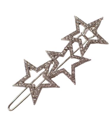 Topkids Accessories Card of 1 Decorative Geometric & Other Patterns Metal Hair slides Hair Grip Clip Simple & Cute Unisex Hair Accessories (Star Crystal Hair Slide)