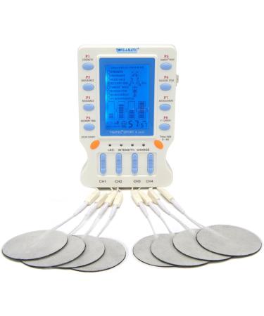TAMTEC 4 Channel EMS TENS Unit - Pain Relief Therapy Rechargeable Muscle Stimulator with 20 Electrodes & 8 Modes - Buy Online on GoSupps.com