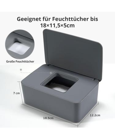Cheerhom Baby Wet Wipes Box - Gray Moist Toilet Paper Holder with Lid | Ideal for Home Office & Outdoors - 18x12.2x7cm - Buy Online on GoSupps.com