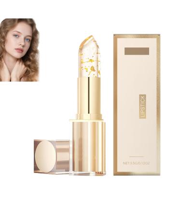 homomdy Color Changing Lipstick with Gold Foil Transfer Resistant Long Lasting Moisturizing Lipstick for Dry Cracked Lips Moisturizing Shiny Lip Balm for Women 1pcs