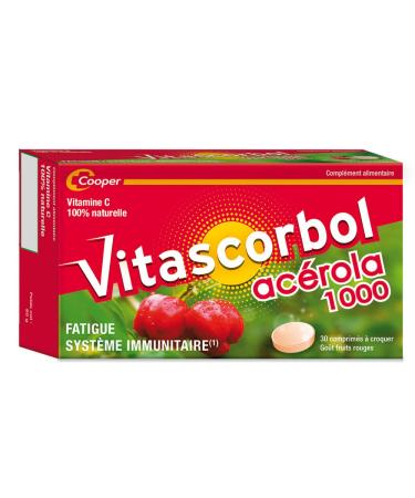 VITASCORBOL - Compl ment alimentaire base de vitamine C - Ac rola - 100% Naturelle - Fatigue et syst me immunitaire - Programme 30 jours - 30 comprim s croquer