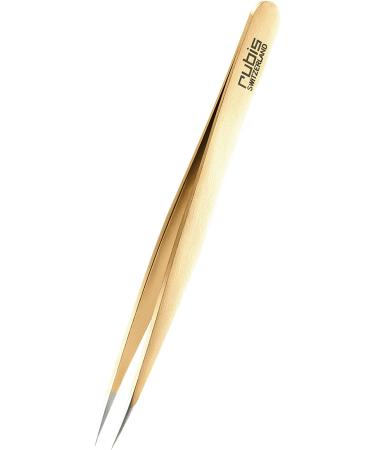 Rubis Splinter Tweezers - Gold-Plated Tweezers for Splinters and Ingrown Hairs - Pointed Tweezers (Gold)