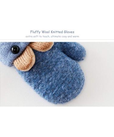 iEasey Cute Bear Baby Toddler Winter Mittens | Kids Cold Weather Fleece Gloves | Insulated Ski Snow Gloves for Baby Girls Boys 0-3 Years - Blue - Buy Online on GoSupps.com