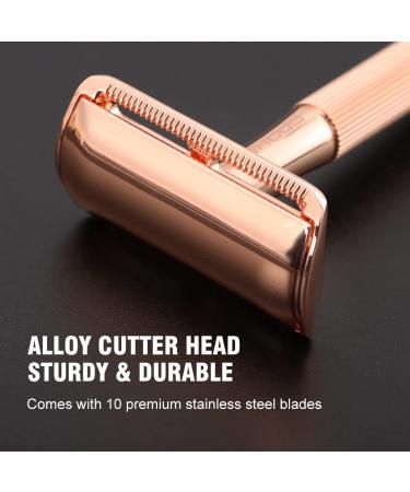 Shop Premium Rose Gold Safety Razor & 10 Double-Edged Blades | International Shipping Available - Buy Online on GoSupps.com