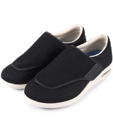 Elitechoice Men's Wide Width Diabetic Shoes with Adjustable Closure - Lightweight, Breathable Sneakers for Swollen Feet - Size 10 Wide, Black - Buy Online on GoSupps.com