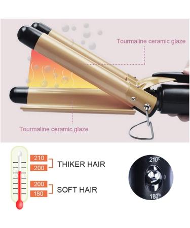 Aibeau Triple Barrel Curling Iron - Tourmaline Ceramic Waver for All Hair Types | Digital Temp Display (Black Gold) - Buy Online on GoSupps.com