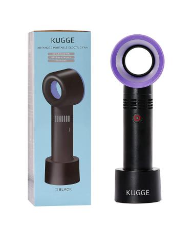 Kugge Mini Bladeless Eyelash Fan Dryer, Portable Upgraded 2000mAh Rechargeable Handheld Lash Fan for Eyelash Extension Application (Black)
