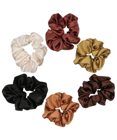 Satin Scrunchies  Jumbo Hair Scrunchies for Women  6Pcs Oversized Scrunchie  Scrunchies for Thick Hair 6 Color Set