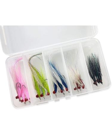 Clouser Fly Fishing Flies Assortment Kit with Fly Box - 15 Piece