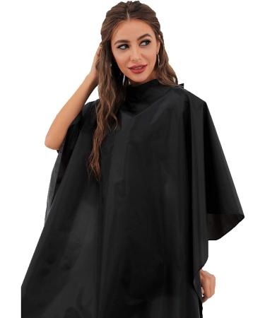 Black Waterproof Hair Salon Cape 59x47 Inch Pack of 3 - Professional Barber Cape with Metal Snap Closure for Adults - Water Resistant Hairdressing Cape - Buy Online on GoSupps.com
