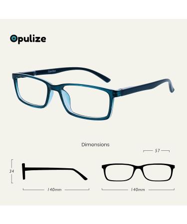 Opulize Blue Light Filter Glasses - Anti-Reflective Gaming & Computer Glasses with Spring Hinges - Turquoise Narrow Frame for Men (+1.00 Diopter) - Buy Online on GoSupps.com