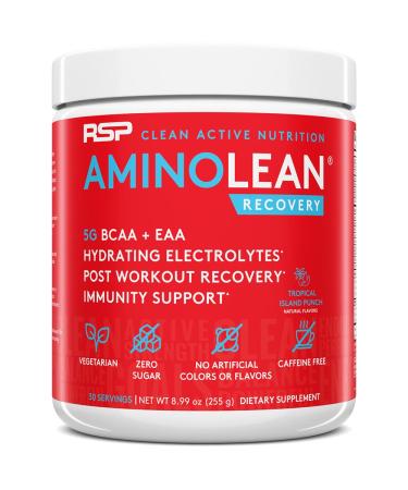 RSP AminoLean Recovery - Post Workout BCAAs Amino Acids Supplement + Electrolytes, BCAAs and EAAs for Hydration Boost, Immunity Support - Muscle Recovery Drink, Vegan Aminos, Tropical Punch Tropical Island Punch 30 Serving - Buy Online on GoSupps.com