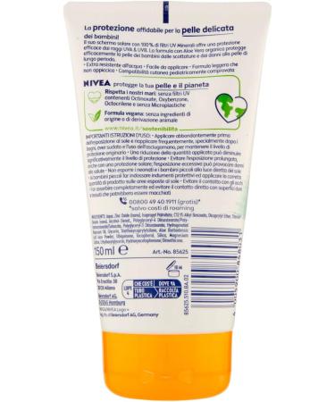  Nivea NIVEA KIDS Mineral Sunscreen SPF 50+ in a 150ml tube children's cream with 100% mineral filters and organic Aloe Vera sun lotion with effective protection against UV rays - Buy Online on GoSupps.com