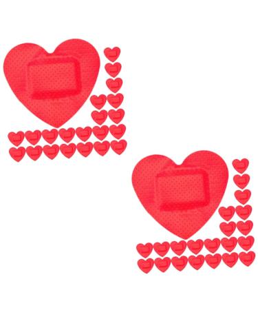 INOOMP 60 Sheets Heart Stickers Adhesive Patches for Bandages Bulk Large Bandages Kids Bandages Adhesive Patches Kit Waterproof Child Breathable