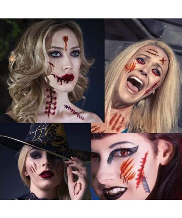 Halloween Tattoos 30 SheetsTemporary Tattoo Realistic Halloween Zombie Scars Wounds Tattoos Bleeding Fake Bloody Scar Wound Scab Stickers for Halloween Cosplay Party - Buy Online on GoSupps.com