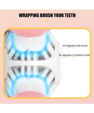 Kids U-Shaped Electric Toothbrush - Cute Cartoon Bear Design IPX7 Waterproof Automatic Tooth Whitening Oral Care (Pink) - Buy Online on GoSupps.com