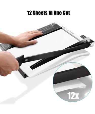 Heavy Duty A4-B7 Paper Cutter - 12 Cut Length Guillotine Paper Trimmer for Cardstock - Metal Base with Safety Lock - 12 Sheets Capacity - Home, Office, Classroom - Black - Buy Online on GoSupps.com