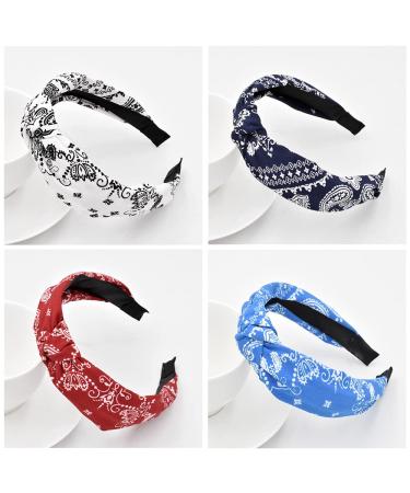 Boho wide frontal ligaments for women 4-pack mixed hair bands alice hair band cute twist-knot hair straps 50s hair jewelry for daily use dating sport archcashew2