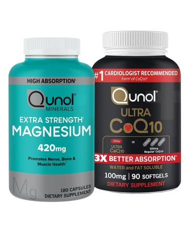 Magnesium & CoQ10: Magnesium 420mg 180 Capsules & Ultra CoQ10 100mg 90 Softgels