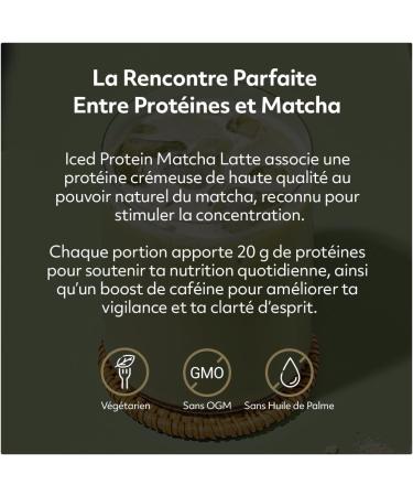 Protein Works - Iced Protein Matcha Latte Th Vert Matcha Premium 26mg Caf ine Riche en Prot ines Sans Sucres Ajout s Soutient la Concentration et la Vigilance 33 Portions (1kg) Sans saveur 33 Portions (1kg) - Buy Online on GoSupps.com