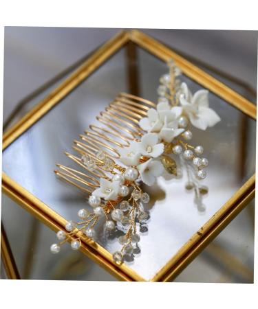 Lurrose Gold Tiara Head Piece for Wedding Bride Gold Hair Accessories Wedding Hair Comb Bridal Hair Pieces Pearl Bridal Headpiece Comb Bride Hair Comb Alloy Hair Comb Wedding Headdress - Buy Online on GoSupps.com
