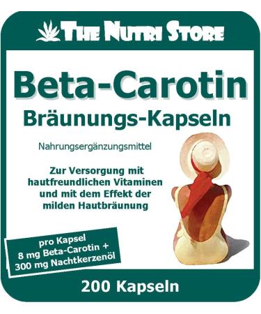 Carotene Tanning Capsules 200 pcs - 8 mg Beta-Carotene & 300 mg Evening Primrose Oil for Radiant Skin | International Shipping - Buy Online on GoSupps.com