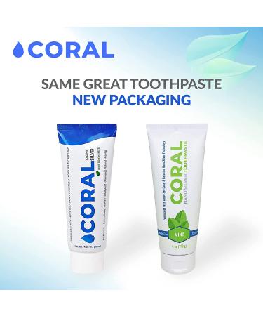 Coral White Nano Silver Mint Toothpaste - Natural Fluoride Free Teeth Whitening - SLS Free - Coral Calcium & Nano Silver Infused - 4 Ounce (Pack of 4) - Buy Online on GoSupps.com