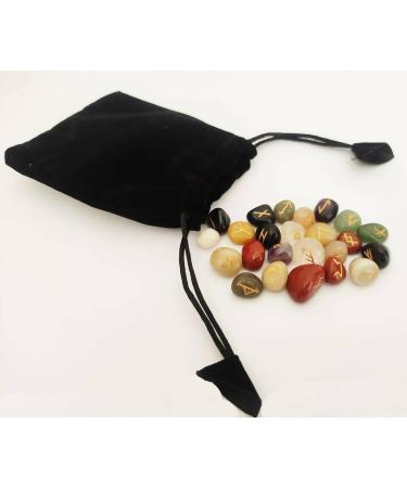 Sharvgun Multi Stone Rune Set 25 pi ces avec tableau en bois MDF runique grav lettrage pa en symbolique velours noir/rouge pochette - Buy Online on GoSupps.com