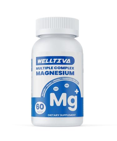 WELLTIVA Magnesium Supplement for Women and Men Support Stress Relief Sleep Muscle Health - 60 Capsules