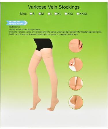 Buy Compression Stockings for Women & Men - Medical Varicose Vein Socks 23-32 mmHg Thigh High Support Open Toe Tights - Relieve Fatigue Black Small - Buy Online on GoSupps.com